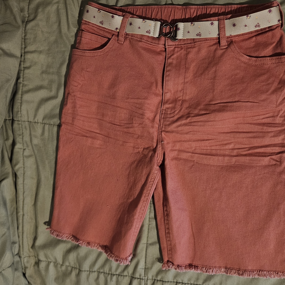 Rust Orange Denim Shorts with Belt New Only Worn To Try On (No tags)